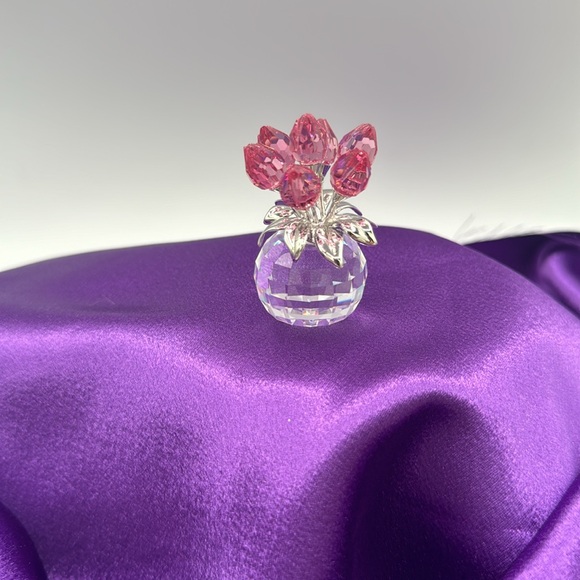 Swarovski Crystal Rose Tulip Pink Flower Figurine Vintage Collectible - 626874 - Picture 2 of 5